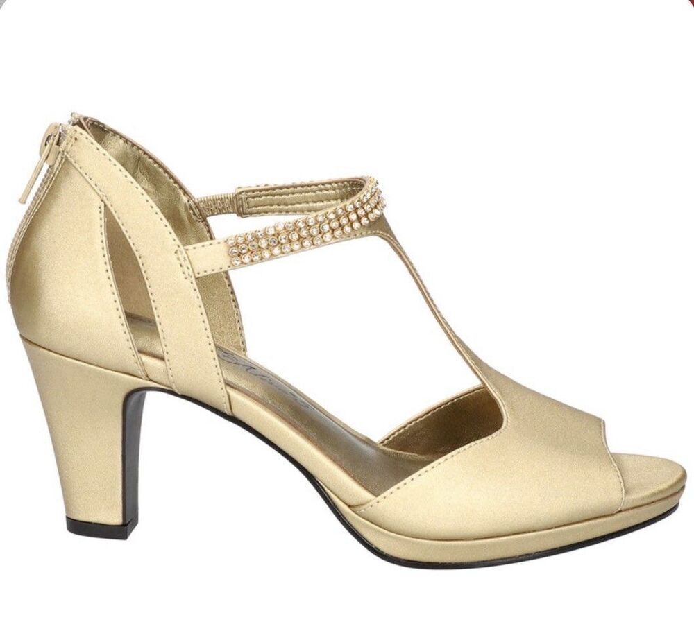 Easy Street Women's Flash Pumps Gold Satin - 10 Wide